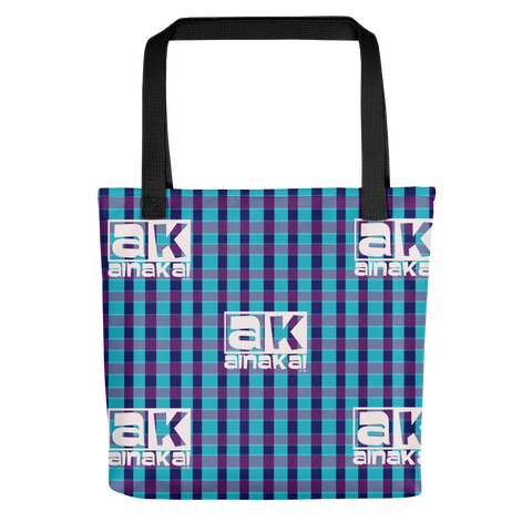 AK Blue n Maze Plaid Tote bag