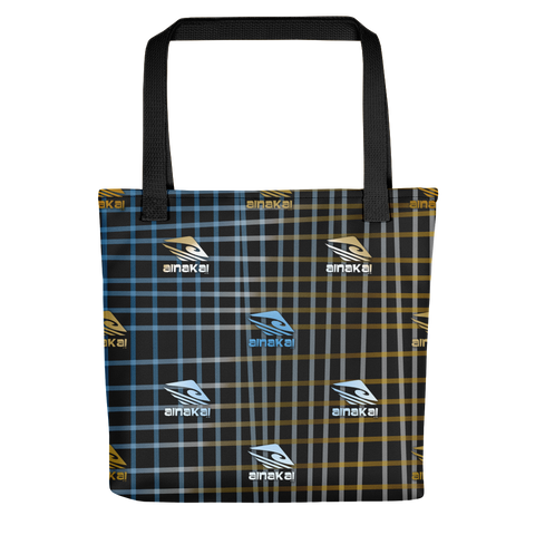 KUNI BROWN & BLUE PLAID Tote bag