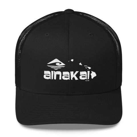 AinaKai Hawaii | White | Permacurv | Snapback Trucker Cap