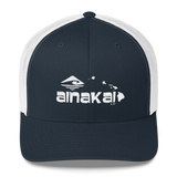 AinaKai Hawaii | White | Permacurv | Snapback Trucker Cap
