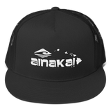 AinaKai Hawaii | White | Flat Bill| Snapback Trucker Cap