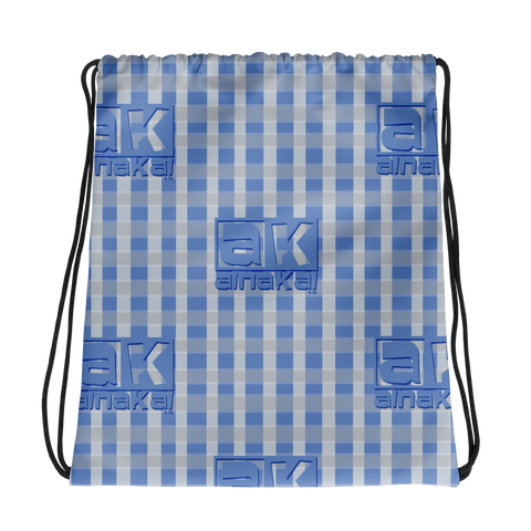 Blue Maze Plaid Drawstring bag