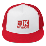 AK | Red | Flat Bill | High Profile | Snapback Trucker Cap
