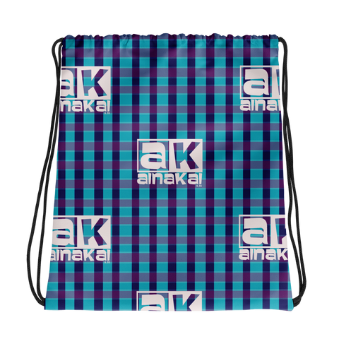AK Blue n Purple Maze Plaid Drawstring bag